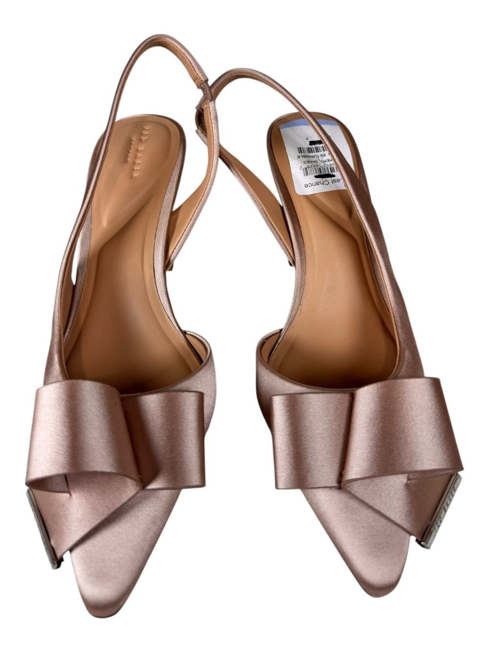 NWT Ted Baker Rose Gold Satin Slingback Bow Pumps Heels Size 8 Bridal Formal
